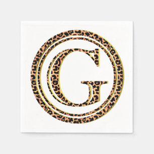 Servilleta De Papel Letra de patrón leopardo "G"
