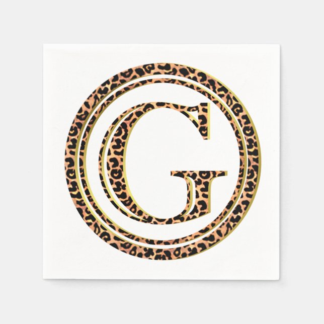 Servilleta De Papel Letra de patrón leopardo "G" (Anverso)
