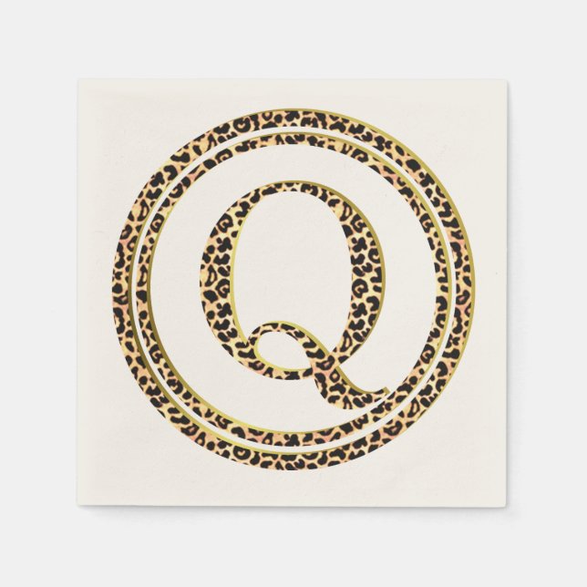 Servilleta De Papel Letra de patrón leopardo "Q" (Anverso)