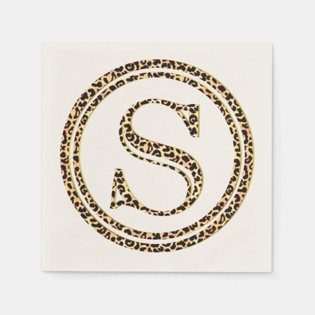 Servilleta De Papel Letra de patrón leopardo "S" (Anverso)