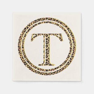 Servilleta De Papel Letra de patrón leopardo "T"