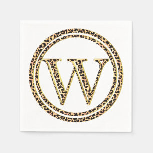 Servilleta De Papel Letra de patrón leopardo "W"