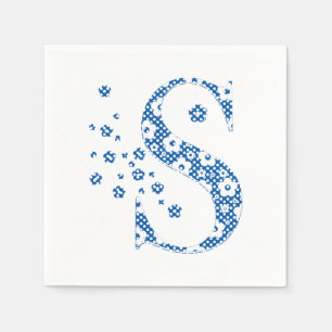 Servilleta De Papel Letra del patrón de flor S (azul)