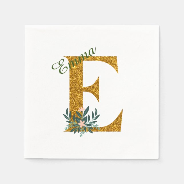Servilleta De Papel Letra E Monograma dorado (Anverso)