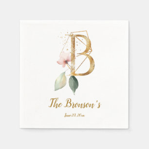 Servilleta De Papel Letra estilizada B servilletas Boda floral
