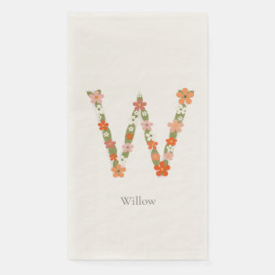 Servilleta De Papel Letra floral mayúscula "W"