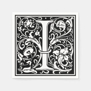 Servilleta De Papel Letra I Monograma Medieval Art Nouveau