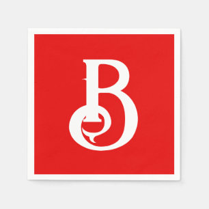 Servilleta De Papel Letra inicial clásica blanca monogramada roja