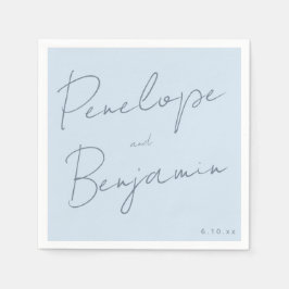 Servilleta De Papel Letra manuscrita moderna suave azul elegante boda