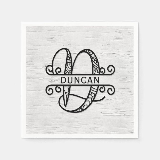 Servilleta De Papel Letra monográfica D con nombre de familia (Anverso)