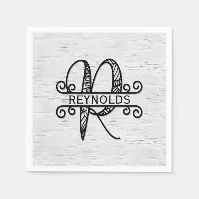 Servilleta De Papel Letra monográfica R con nombre de familia (Anverso)