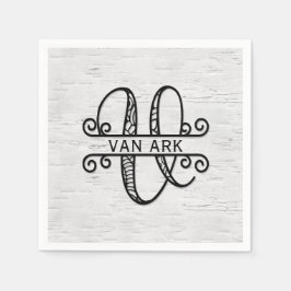 Servilleta De Papel Letra monográfica V con nombre de familia