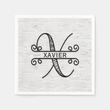 Letra monográfica X con nombre familiar