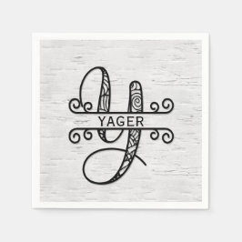 Servilleta De Papel Letra monográfica Y con nombre de familia