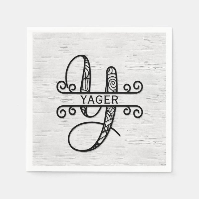 Servilleta De Papel Letra monográfica Y con nombre de familia (Anverso)