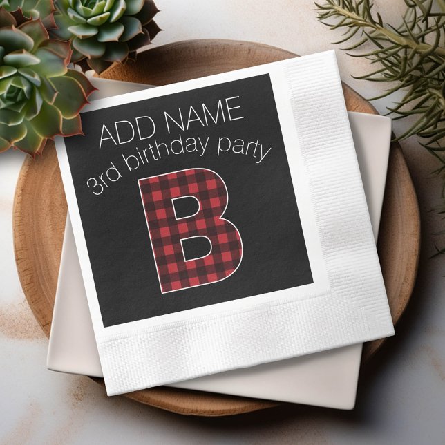 Servilleta De Papel Letra monograma B - negro trenzado de búfalo (Custom Napkin)