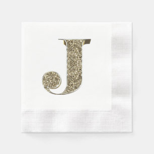 Servilleta De Papel Letra monogramada inicial J manchas de oro elegant