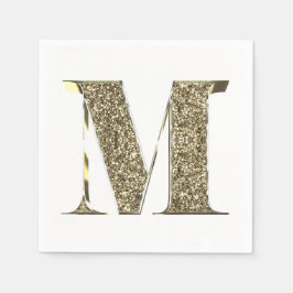 Servilleta De Papel Letra monogramada inicial M manchas de oro elegant