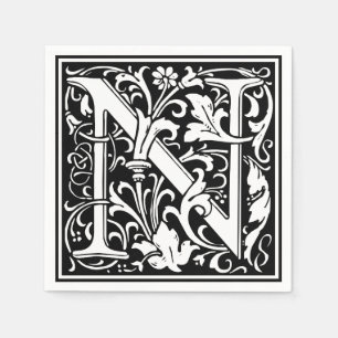 Servilleta De Papel Letra N Monograma Medieval Art Nouveau