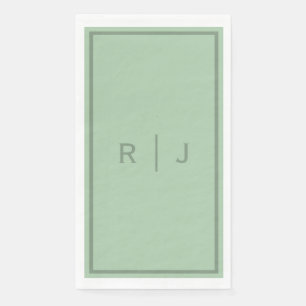 Servilleta De Papel Letra sage Green Monogram Script Initials Boda