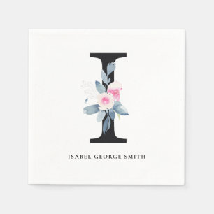 SERVILLETA DE PAPEL LETRA SOFT RUBOR AZUL NEGRO ALFABETAS FLORALES I