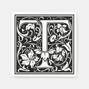Servilleta De Papel Letra T Arte Nouveau de Monograma Medieval