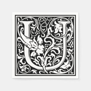 Servilleta De Papel Letra U Monograma medieval Art Nouveau