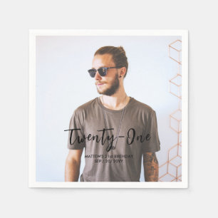 Servilleta De Papel Letras a Pincel Foto Personalizada Cumpleaños Pape