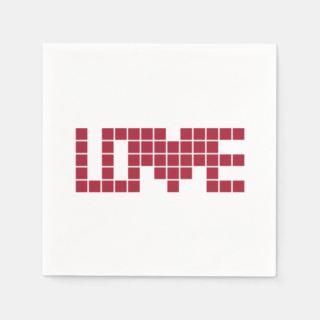 Servilleta De Papel Letras cuadradas de amor rojas (Anverso)