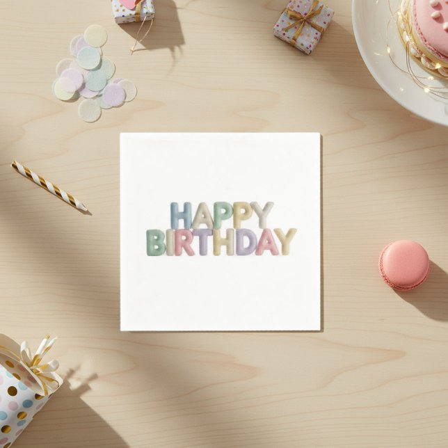 Servilleta De Papel Letras de Fieltro Pastel Feliz Cumpleaños (Subido por el creador)