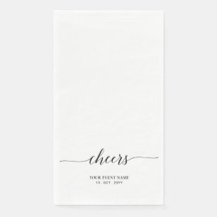 Servilleta De Papel Letras de guión elegante negro evento Cheers