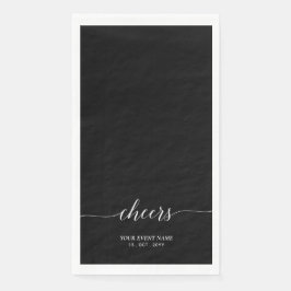 Servilleta De Papel Letras de guión elegante negro evento Cheers