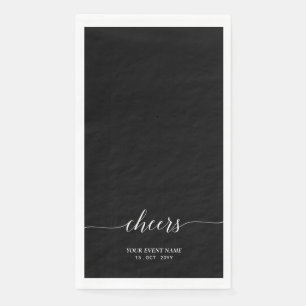 Servilleta De Papel Letras de guión elegante negro evento Cheers