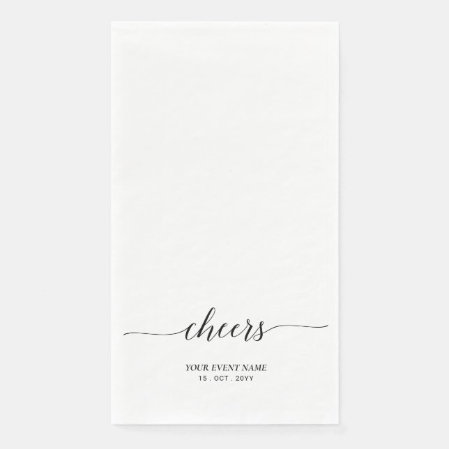 Servilleta De Papel Letras de guión elegante negro para celebraciones (Anverso)