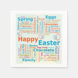 Servilleta De Papel Letras de nube de palabras de Feliz Pascua con hue