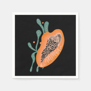 Servilleta De Papel Letras Dibujadas a Mano de Papaya Fruta Tropical