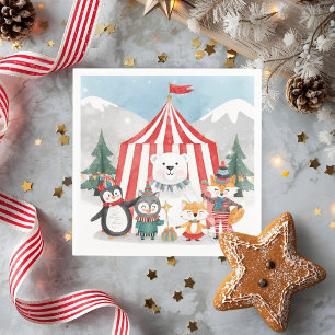 Servilleta De Papel Letrero de cumpleaños de animal de circo de invier