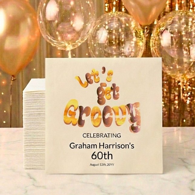 Servilleta De Papel Let's Get Groovy 60th Birthday Party (Subido por el creador)