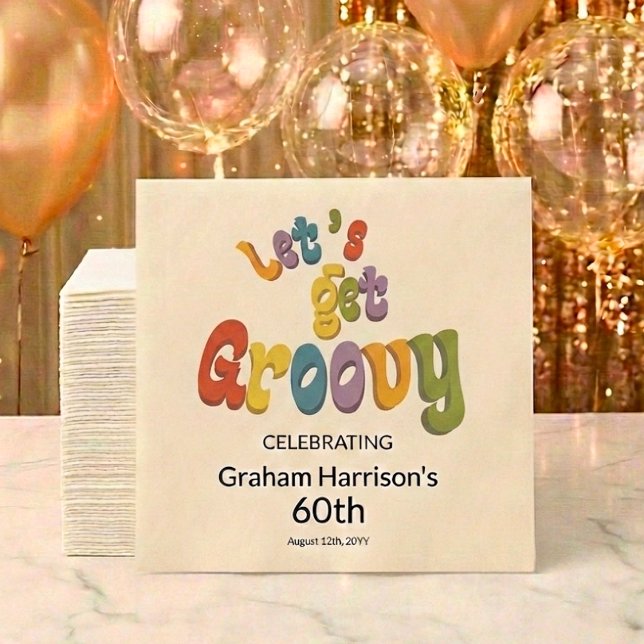 Servilleta De Papel Let's Get Groovy 60th Birthday Party (Subido por el creador)
