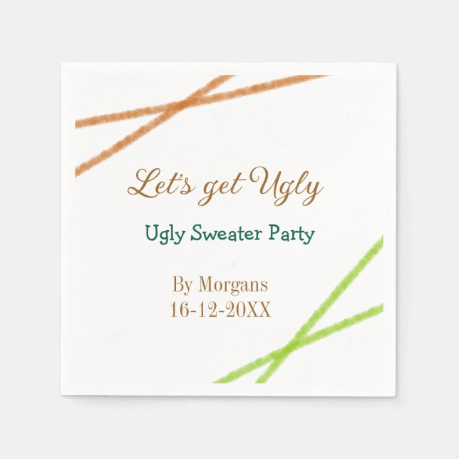 Servilleta De Papel Let's get ugly Christmas ugly sweater Partyorange  (Anverso)