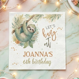 Servilleta De Papel Let's hang out sloth kids birthday