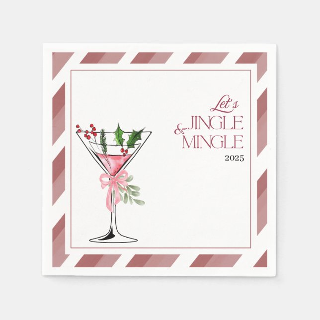 Servilleta De Papel Let's Jingle and Mingle Holiday Party  (Anverso)