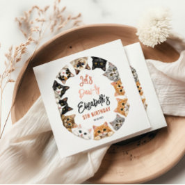 Servilleta De Papel Let's Pawty Cat 5th Birthday | Custom Birthday Kid