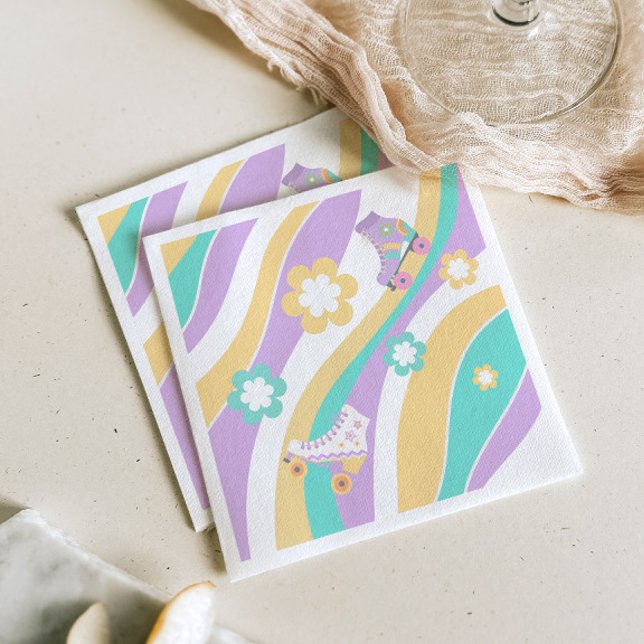 Servilleta De Papel Lets Roll Roller Skate Groovy Girl Birthday Pastel (Subido por el creador)