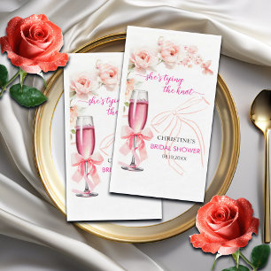 Servilleta De Papel Levanta la Copa Ella Está Atando El Nudo Despedida