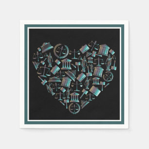 Servilleta De Papel Ley de amor - Corazón verde lunar Minimalista