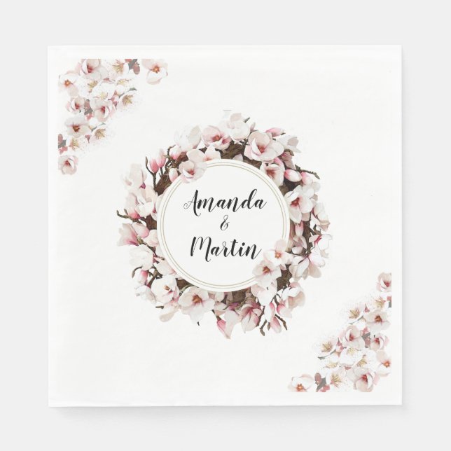Servilleta De Papel Leyenda de arte de flor personalizada (Anverso)