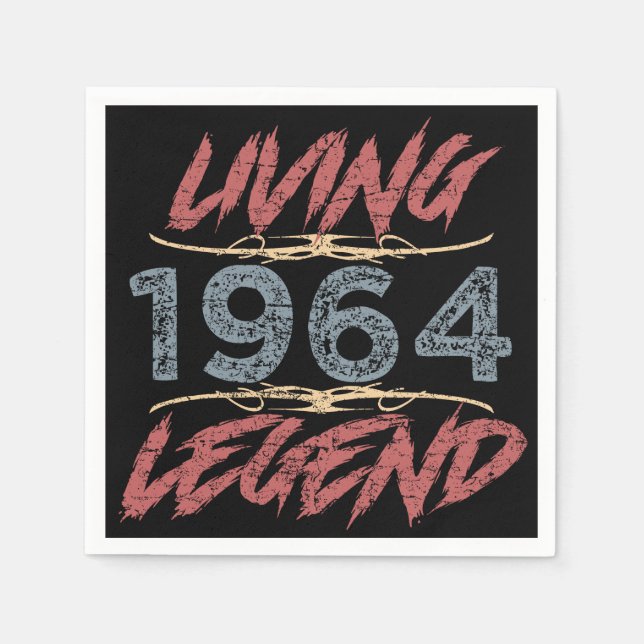 Servilleta De Papel Leyenda Viva 1964 Cumpleaños 60 (Anverso)