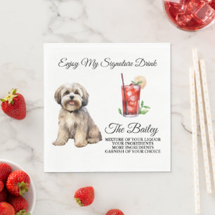 Servilleta De Papel Lhasa Apso Boda Firma Bebidas servilletas