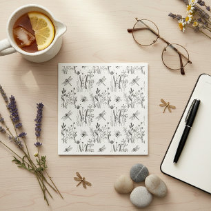 Servilleta De Papel Libélulas Elegantes y Flores Silvestres